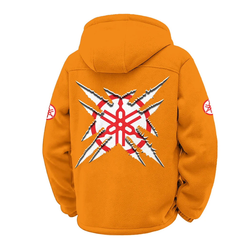 Road Motorcycle Winter Fleece Jacket, Snow-Ready Active Fleece HVN1450YA - Orange - Image 3