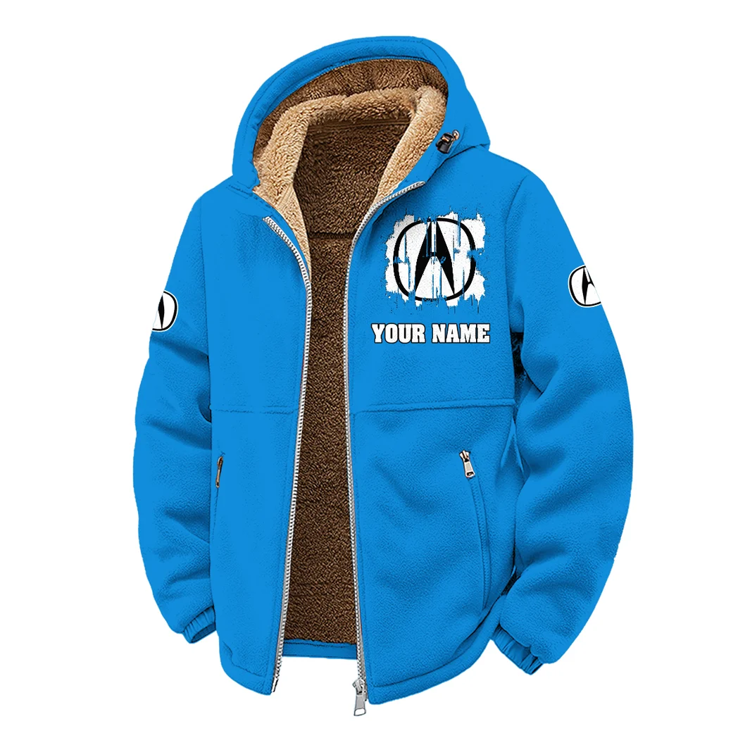 High-End Car Winter Fleece Jacket, Thermal Winter Fleece HVN1451AC - Cyan - Image 2