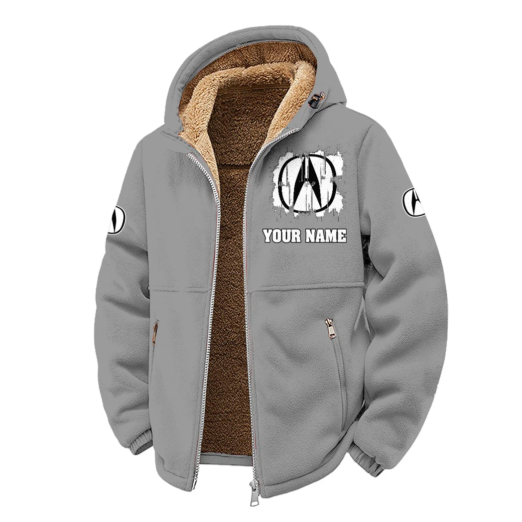 High-End Car Winter Fleece Jacket, Thermal Winter Fleece HVN1451AC - Grey - Image 2