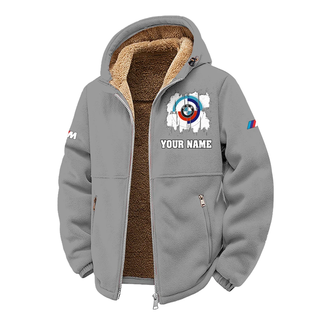 High-Speed Car Winter Fleece Jacket, Insulated Sport Hoody HVN1451BM - Grey - Image 2