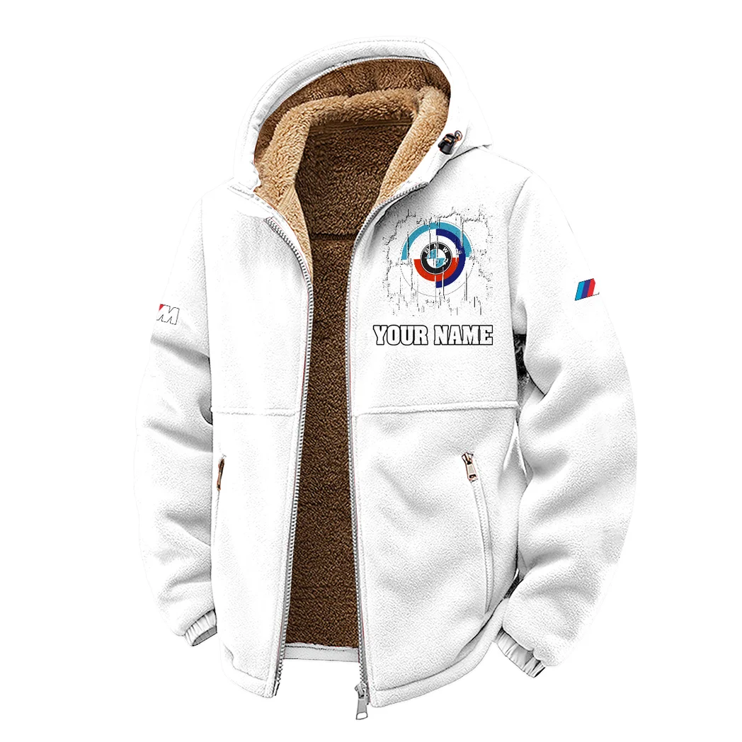High-Speed Car Winter Fleece Jacket, Insulated Sport Hoody HVN1451BM - White - Image 2