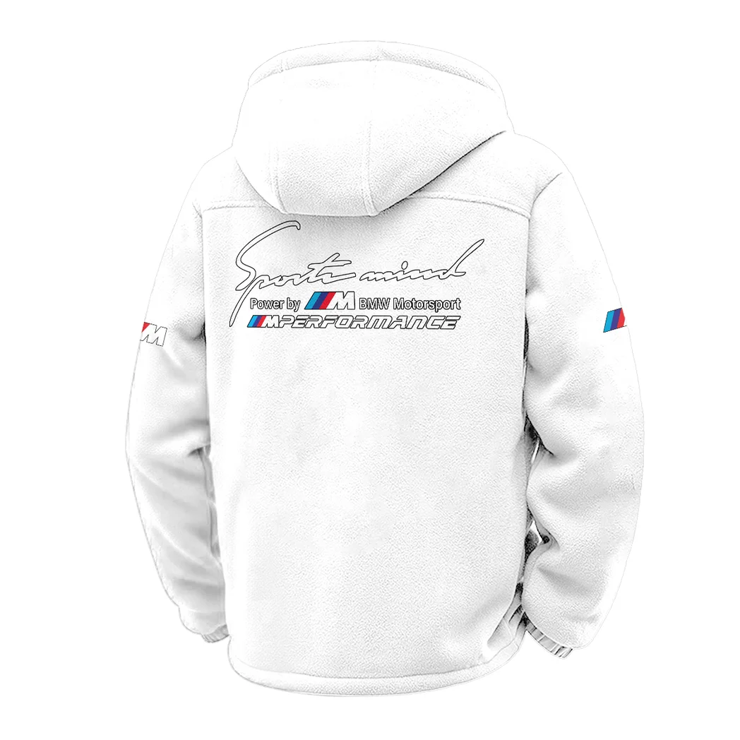 High-Speed Car Winter Fleece Jacket, Insulated Sport Hoody HVN1451BM - White - Image 3