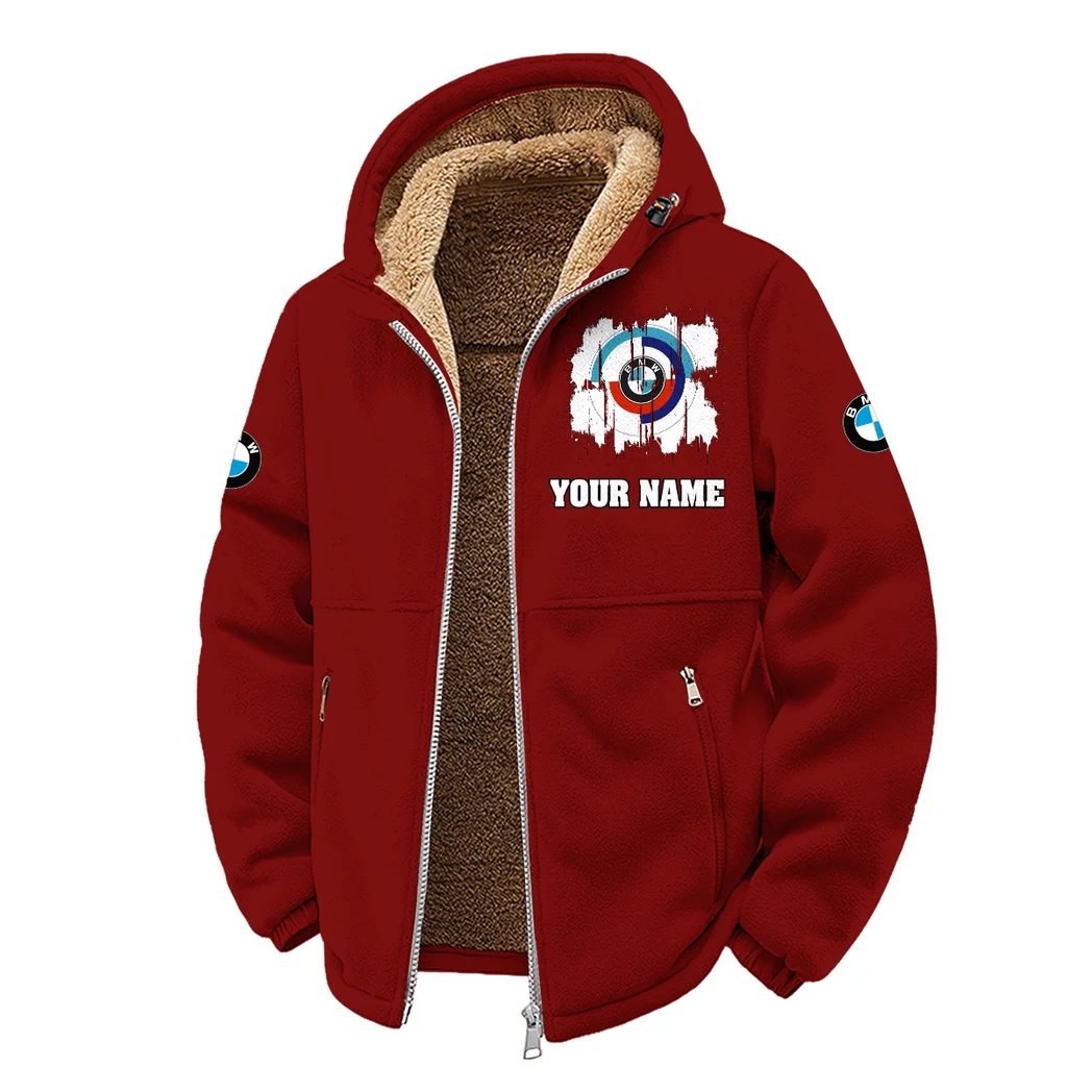 High-Speed Car Winter Fleece Jacket, Sub-Zero Fleece Jacket HVN1451BM - Wine - Image 2