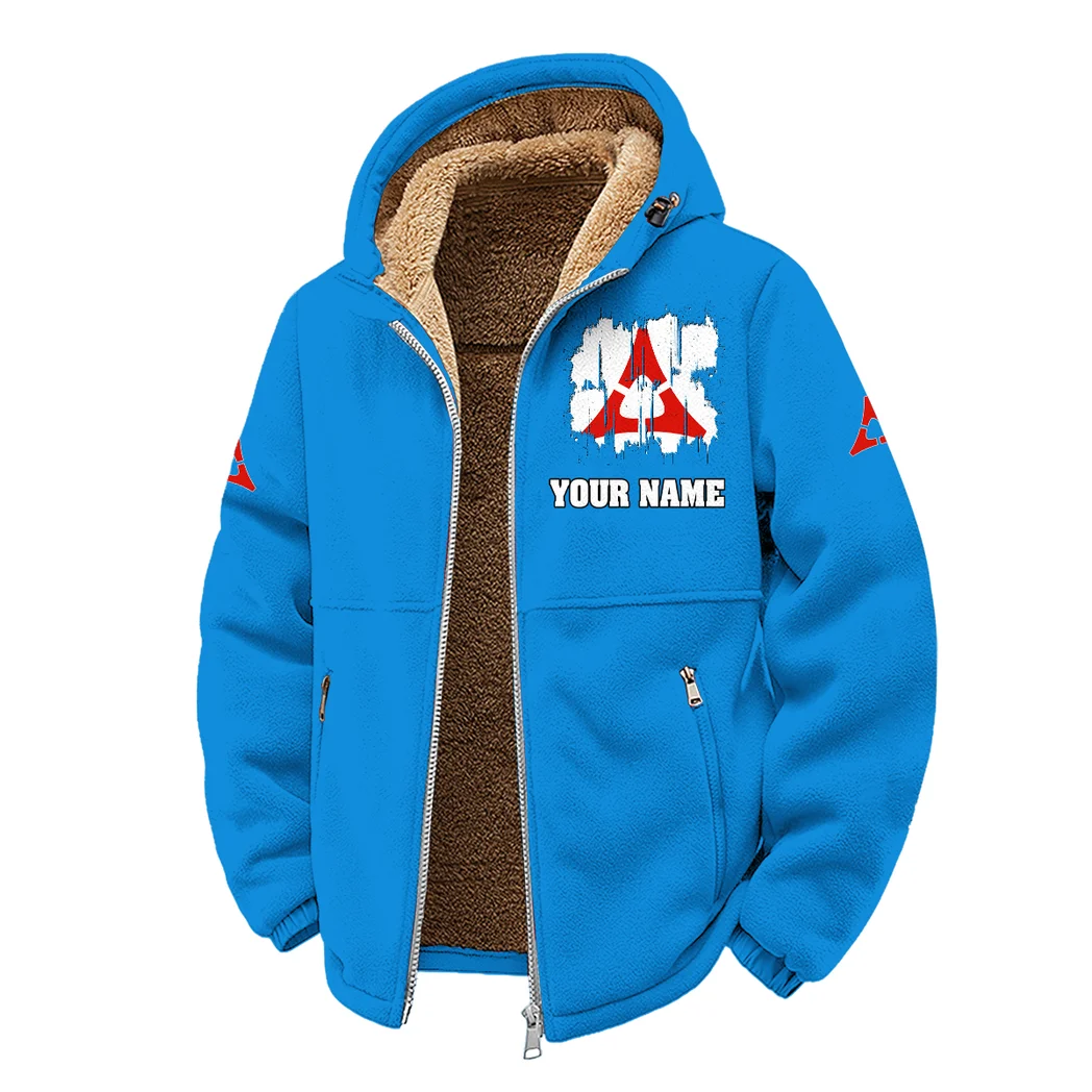 American Muscle Car Winter Fleece Jacket, Ski & Snowboard Mid-Layer HVN1451DC - Cyan - Image 2