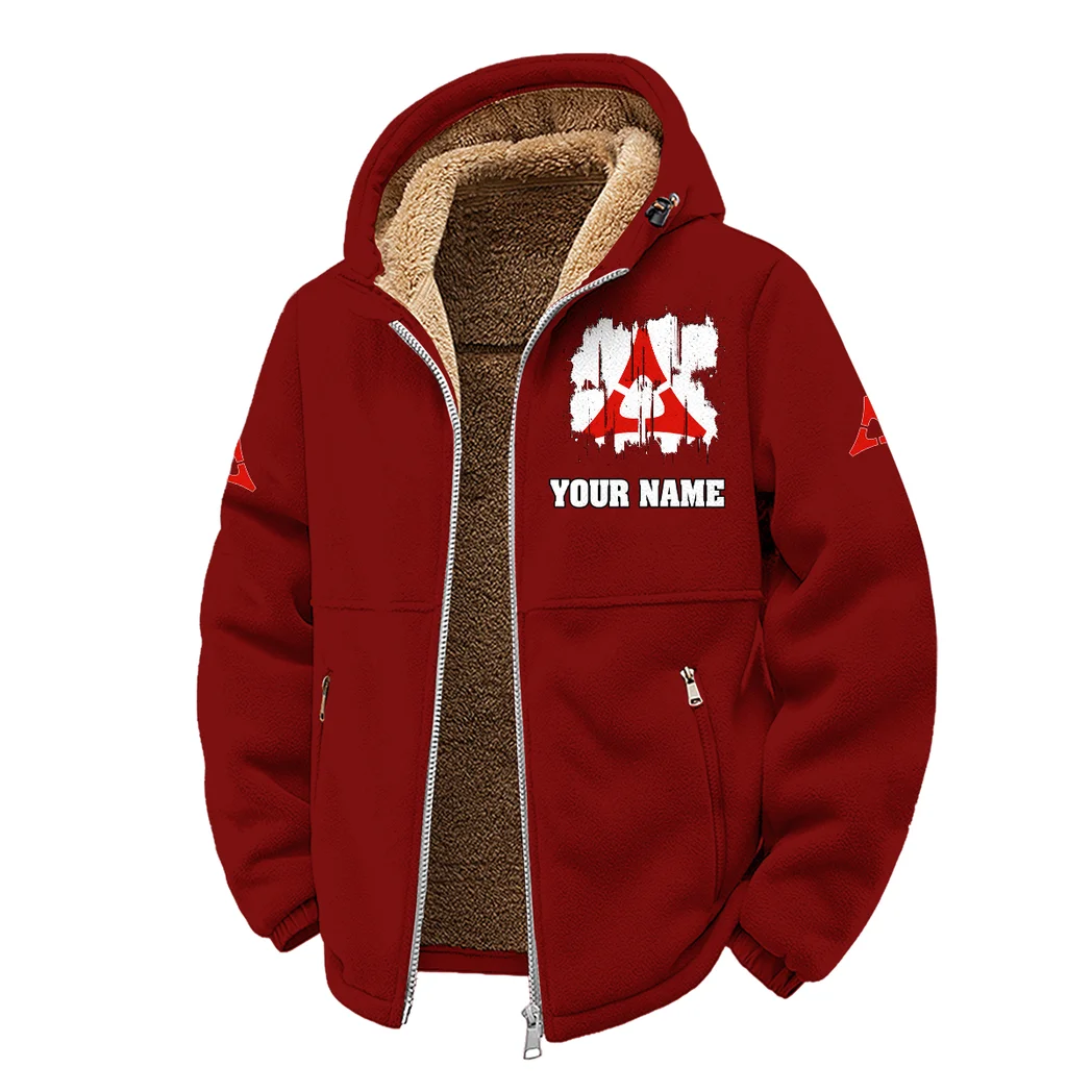 American Muscle Car Winter Fleece Jacket, Ski & Snowboard Mid-Layer HVN1451DC - Wine - Image 2