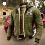 Two-Door Sports Car Fleece-Lined Hooded Jacket, Rugged Terrain Fleece Hoody HVN1451FM - Green