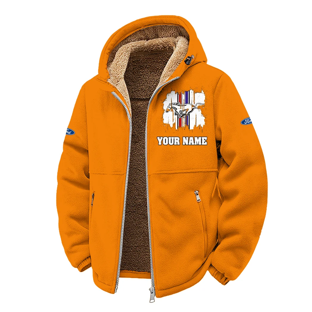 Two-Door Sports Car Winter Fleece Jacket, Ultra-Soft Fleece Shell HVN1451FM - Orange - Image 2