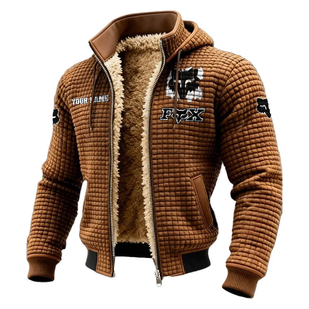 Off-Road Apparel Fleece-Lined Hooded Jacket, Thermal Core Fleece Jacket HVN1451FR - brown - Image 2