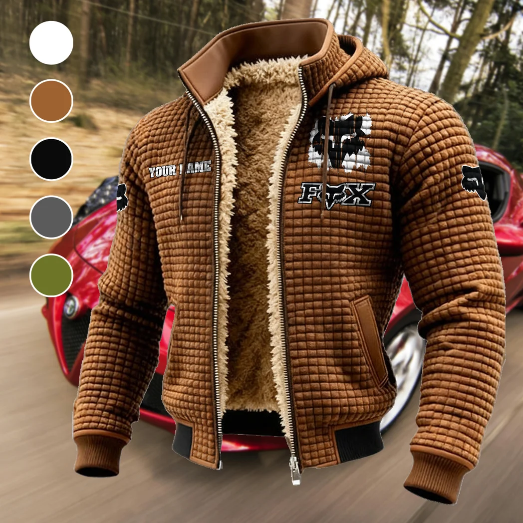 Off-Road Apparel Fleece-Lined Hooded Jacket, Thermal Core Fleece Jacket HVN1451FR - brown