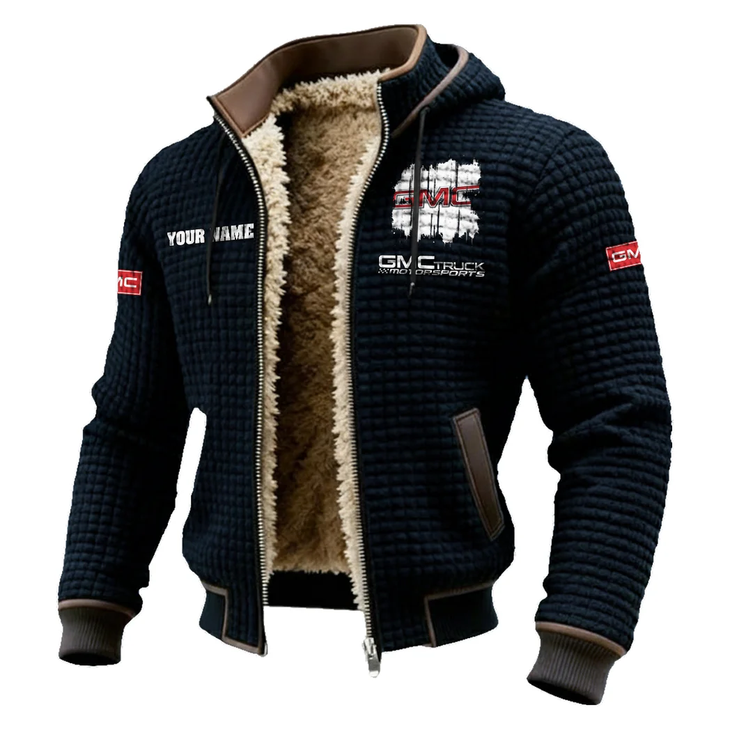 Cargo Vehicle Fleece-Lined Hooded Jacket, Brushed Interior Winter Jacket HVN1451GM - Black - Image 2
