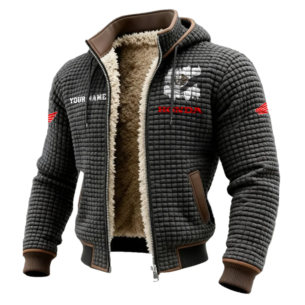 Endurance Road Bike Fleece-Lined Hooded Jacket, Premium Bonded Fleece Jacket HVN1451HG - Grey - Image 2