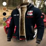 Dual-Sport Motorcycle Fleece-Lined Hooded Jacket, Breathable Warmth Sport Jacket HVN1451HM - Black