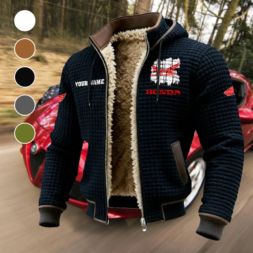 Dual-Sport Motorcycle Fleece-Lined Hooded Jacket, Breathable Warmth Sport Jacket HVN1451HM - Black