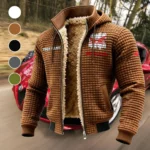 Dual-Sport Motorcycle Fleece-Lined Hooded Jacket, Breathable Warmth Sport Jacket HVN1451HM - brown