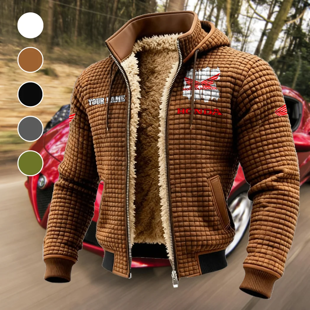 Dual-Sport Motorcycle Fleece-Lined Hooded Jacket, Breathable Warmth Sport Jacket HVN1451HM - brown