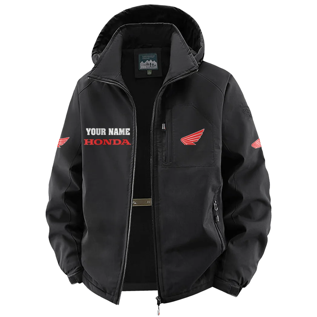 Dual-Sport Motorcycle Fleece Windbreaker Jacket, High-Density Windproof Fleece HVN1451HM - Black - Image 2
