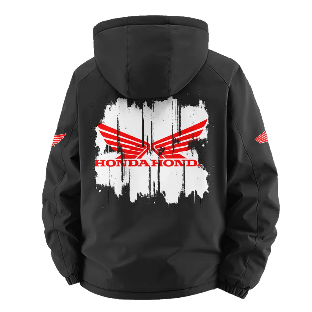 Dual-Sport Motorcycle Fleece Windbreaker Jacket, High-Density Windproof Fleece HVN1451HM - Black - Image 4