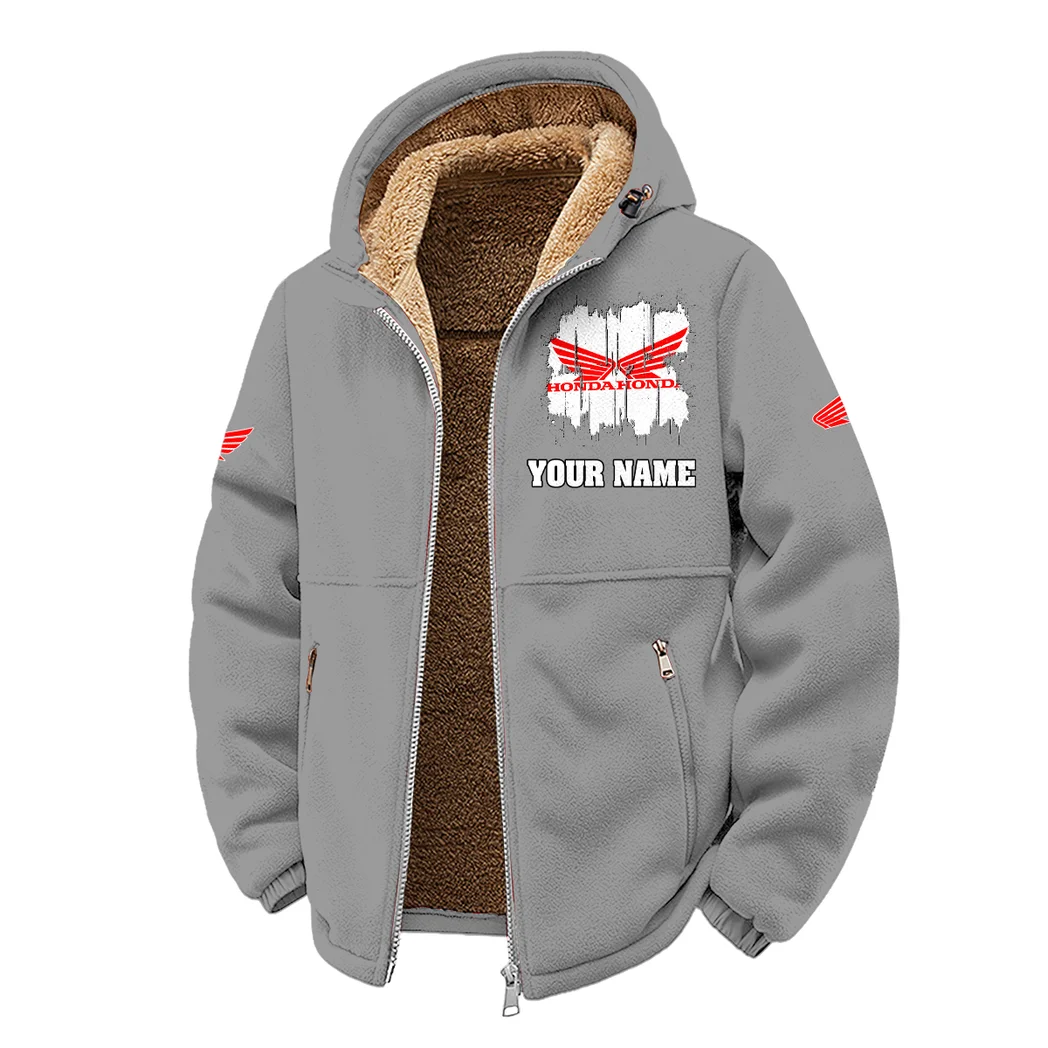 Dual-Sport Motorcycle Winter Fleece Jacket, Premium Fleece Barrier HVN1451HM - Grey - Image 2