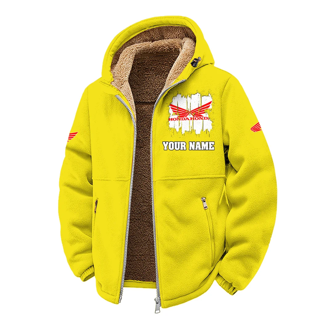 Dual-Sport Motorcycle Winter Fleece Jacket, Premium Fleece Barrier HVN1451HM - Yellow - Image 2