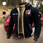 Road Bike Fleece-Lined Hooded Jacket, Soft-Touch Thermal Outerwear HVN1451HM - Black