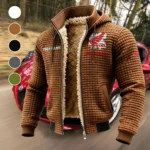 Road Bike Fleece-Lined Hooded Jacket, Soft-Touch Thermal Outerwear HVN1451HM - brown