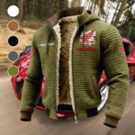 Road Bike Fleece-Lined Hooded Jacket, Soft-Touch Thermal Outerwear HVN1451HM - Green