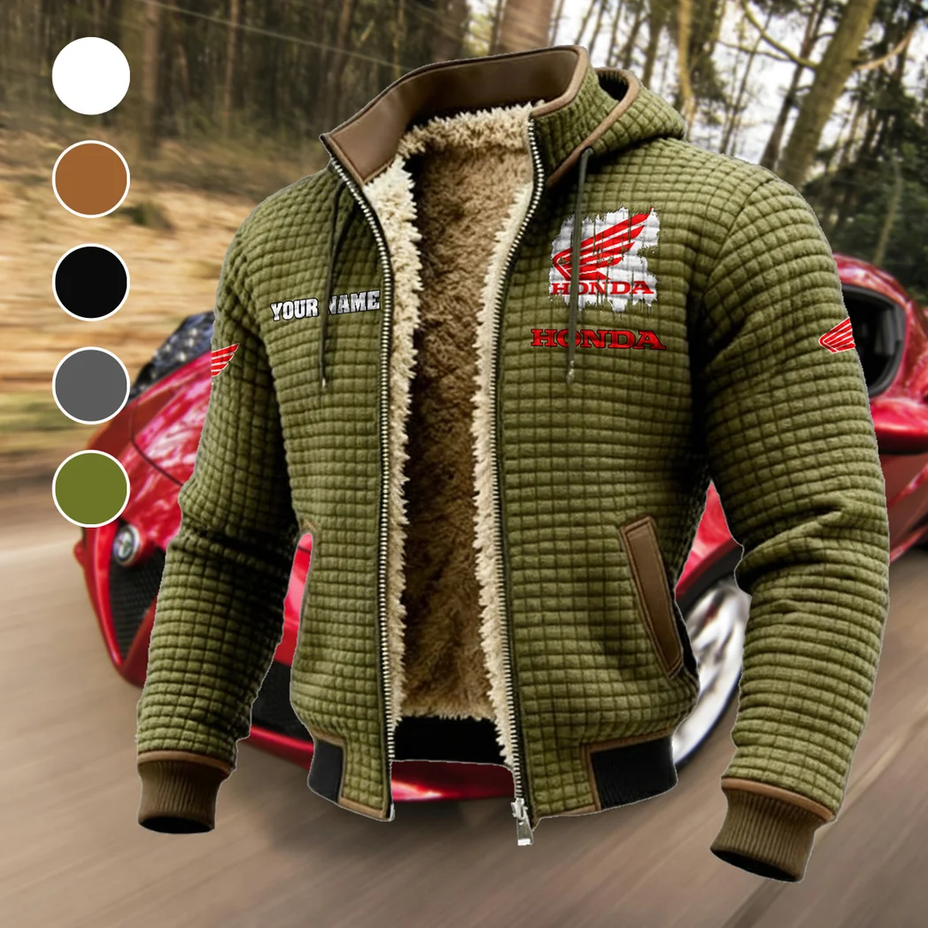 Road Bike Fleece-Lined Hooded Jacket, Soft-Touch Thermal Outerwear HVN1451HM - Green