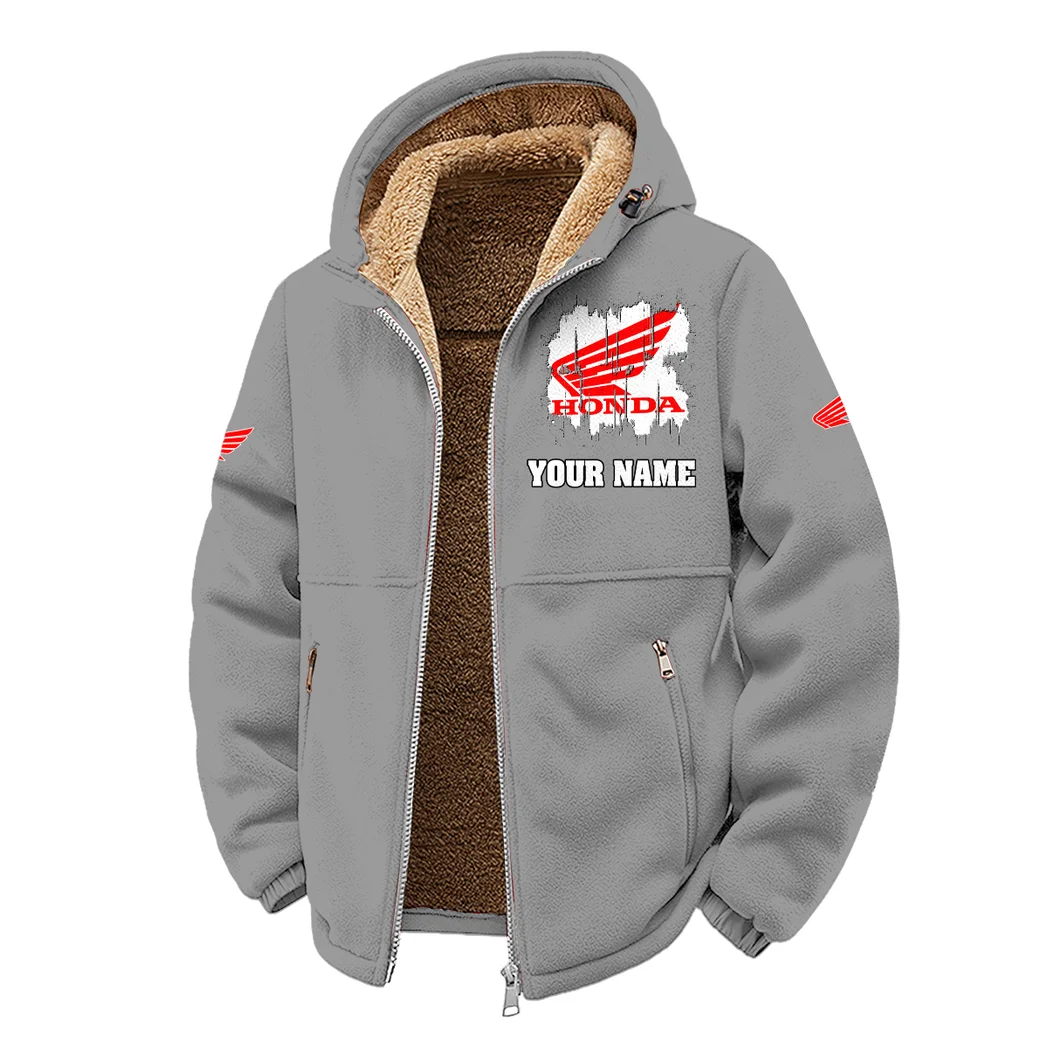 Road Bike Winter Fleece Jacket, Sherpa Lined Winter Fleece HVN1451HM - Grey - Image 2