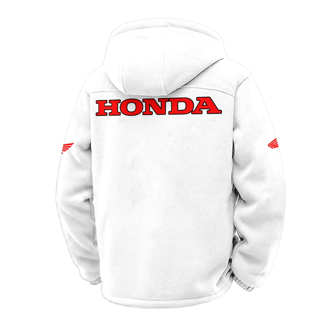 Road Bike Winter Fleece Jacket, Sherpa Lined Winter Fleece HVN1451HM - White - Image 3