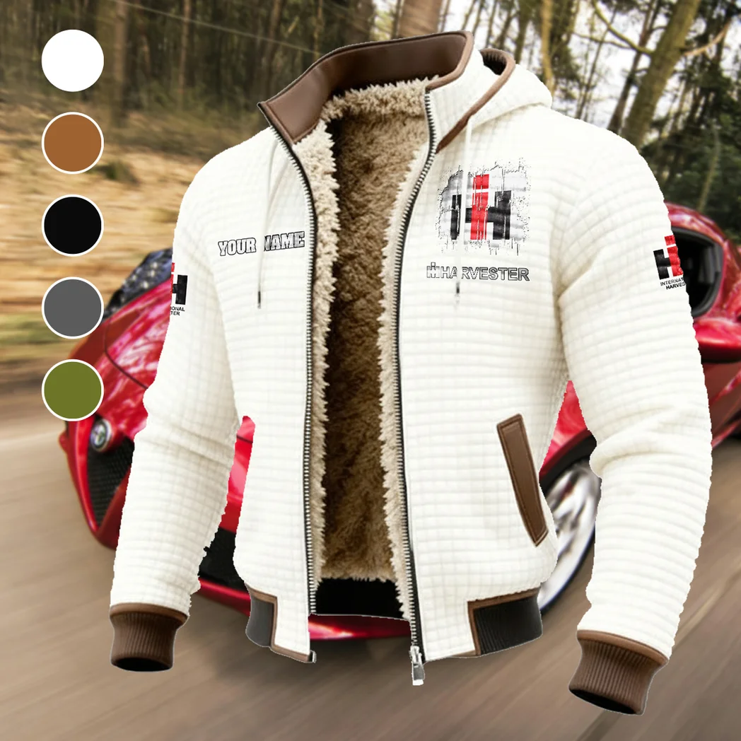 Farm Work Machine Fleece-Lined Hooded Jacket, Endurance Sport Thermal Hoody HVN1451IH - White