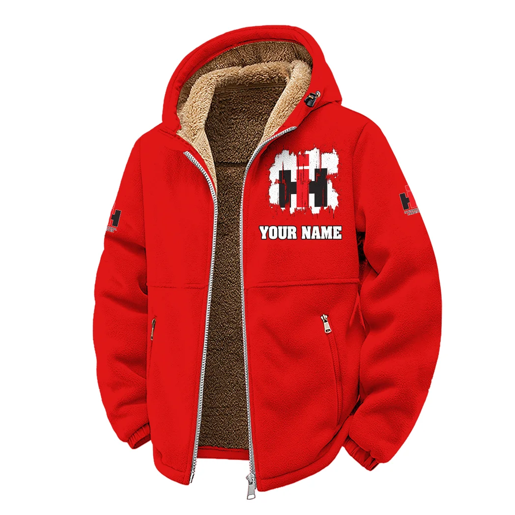 Farm Work Machine Winter Fleece Jacket, Extreme Cold Fleece Coat HVN1451IH - Red - Image 2