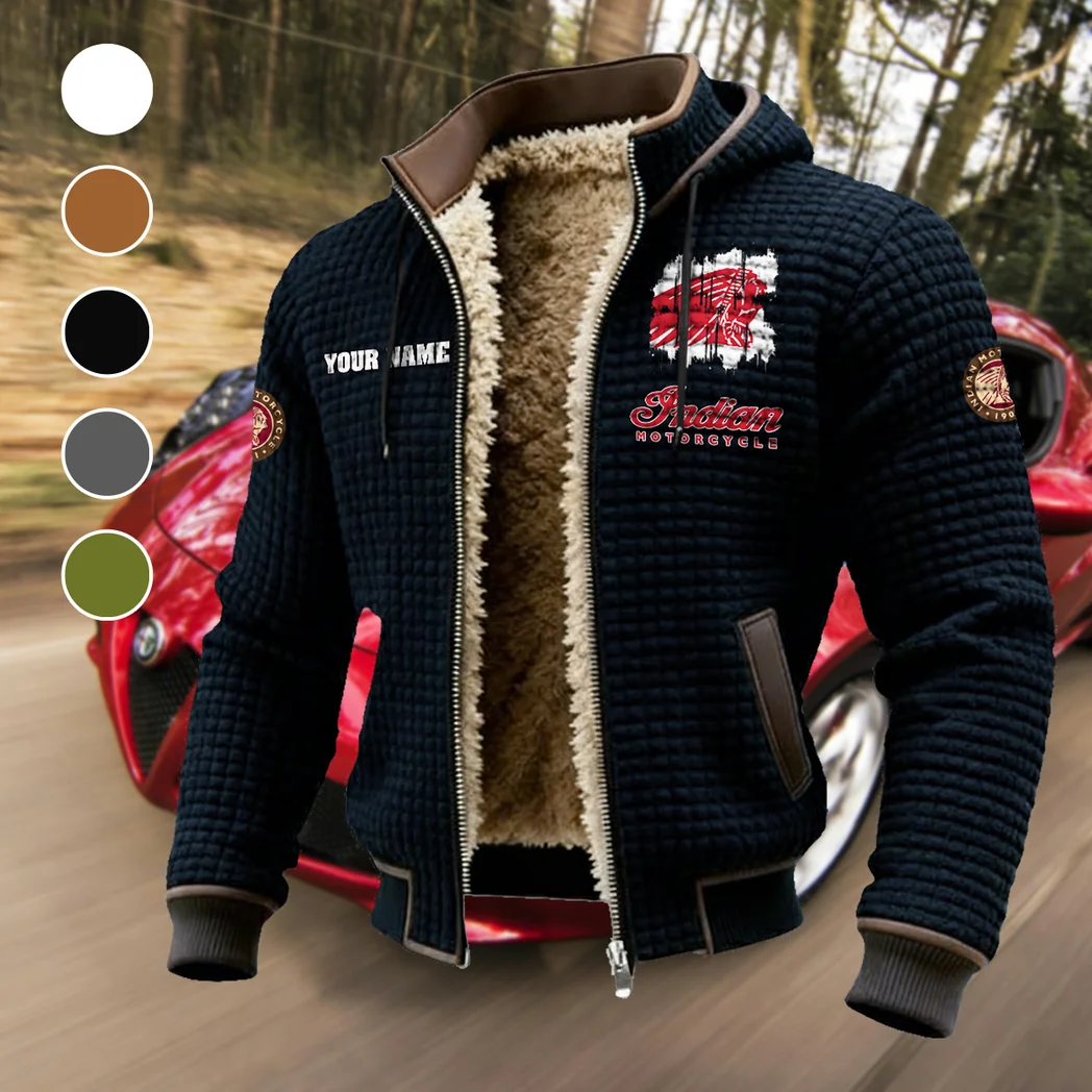 American-Style Motorbike Fleece-Lined Hooded Jacket, Dynamic Training Hooded Shell HVN1451IM - Black