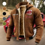 American-Style Motorbike Fleece-Lined Hooded Jacket, Dynamic Training Hooded Shell HVN1451IM - brown