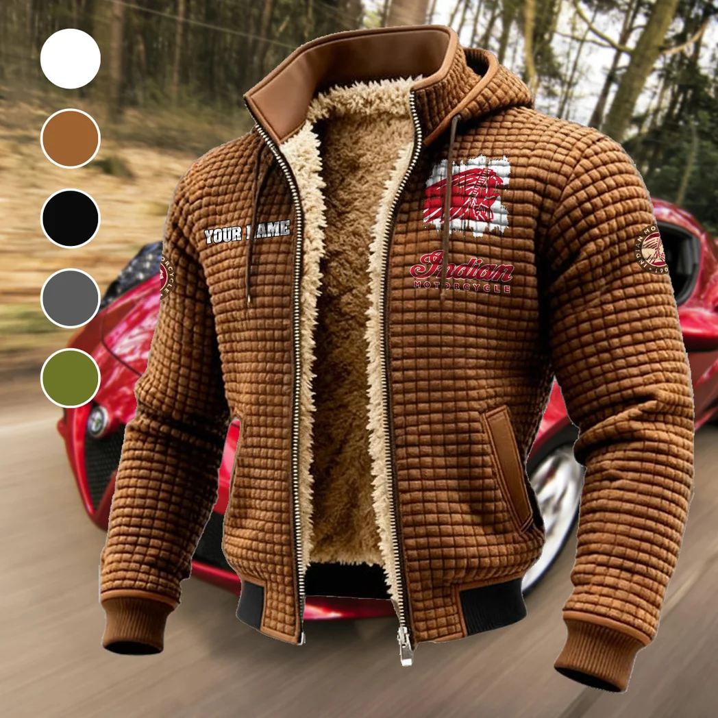 American-Style Motorbike Fleece-Lined Hooded Jacket, Dynamic Training Hooded Shell HVN1451IM - brown