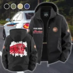 American-Style Motorbike Fleece Windbreaker Jacket, Insulated Windbreaker Fleece HVN1451IM - Black
