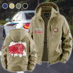 American-Style Motorbike Fleece Windbreaker Jacket, Insulated Windbreaker Fleece HVN1451IM - Khaki