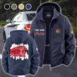 American-Style Motorbike Fleece Windbreaker Jacket, Insulated Windbreaker Fleece HVN1451IM - Navy