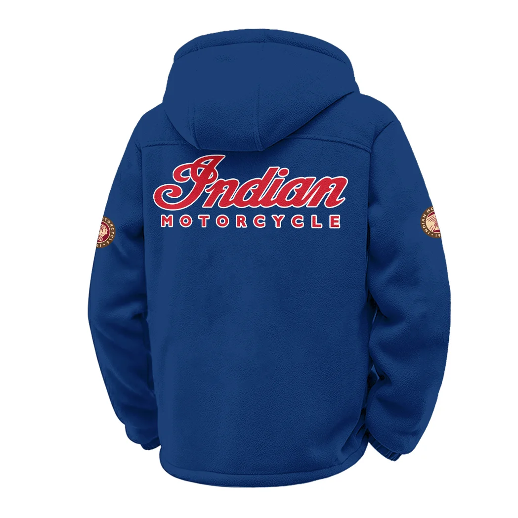 American-Style Motorbike Winter Fleece Jacket, Insulated Sport Hoody HVN1451IM - Navy - Image 3