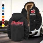 American-Style Motorbike Winter Fleece Jacket, Insulated Sport Hoody HVN1451IM - Black