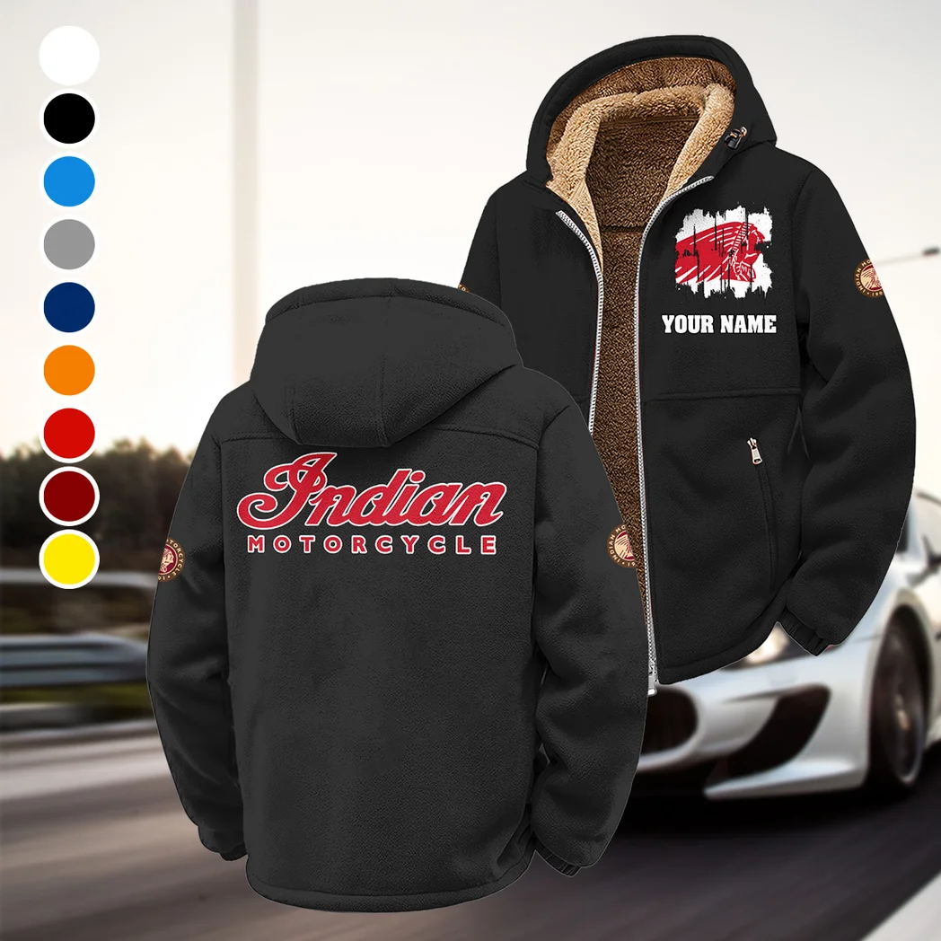 American-Style Motorbike Winter Fleece Jacket, Insulated Sport Hoody HVN1451IM - Black