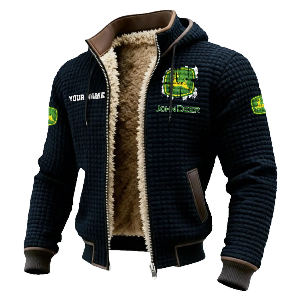 Rural Work Vehicle Fleece-Lined Hooded Jacket, Multi-Sport Winter Active Top HVN1451JD - Black - Image 2