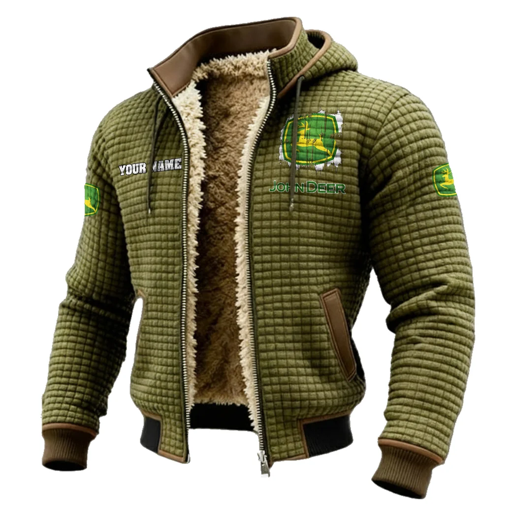 Rural Work Vehicle Fleece-Lined Hooded Jacket, Multi-Sport Winter Active Top HVN1451JD - Green - Image 2