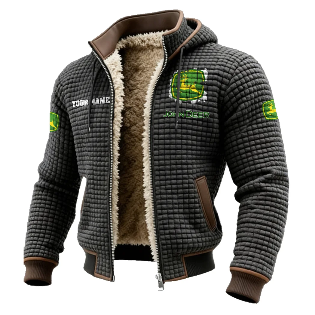 Rural Work Vehicle Fleece-Lined Hooded Jacket, Multi-Sport Winter Active Top HVN1451JD - Grey - Image 2