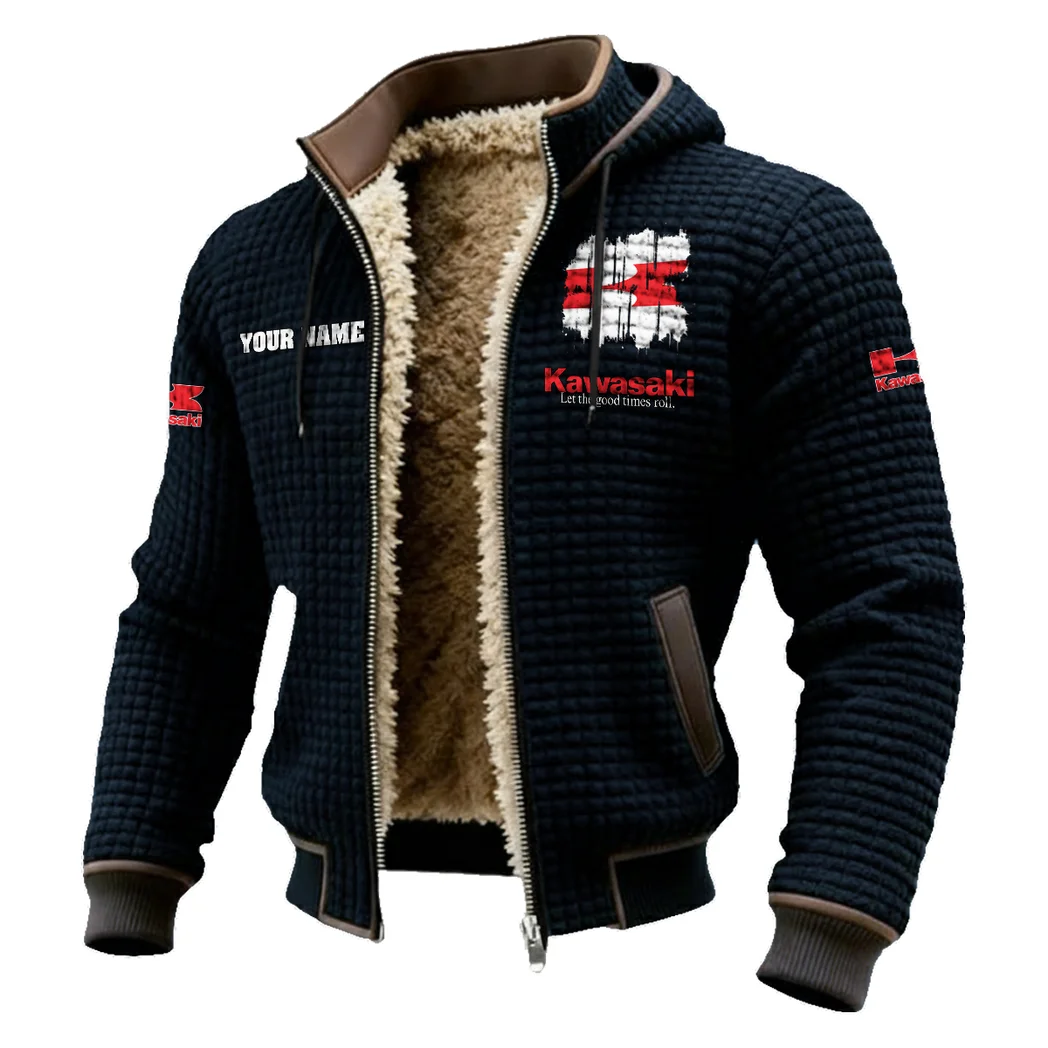 Adventure Motorcycle Fleece-Lined Hooded Jacket, All-Mountain Hooded Fleece HVN1451KA - Black - Image 2