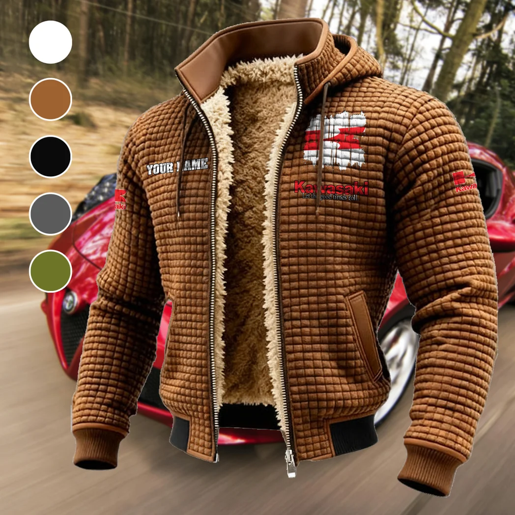 Adventure Motorcycle Fleece-Lined Hooded Jacket, All-Mountain Hooded Fleece HVN1451KA - brown