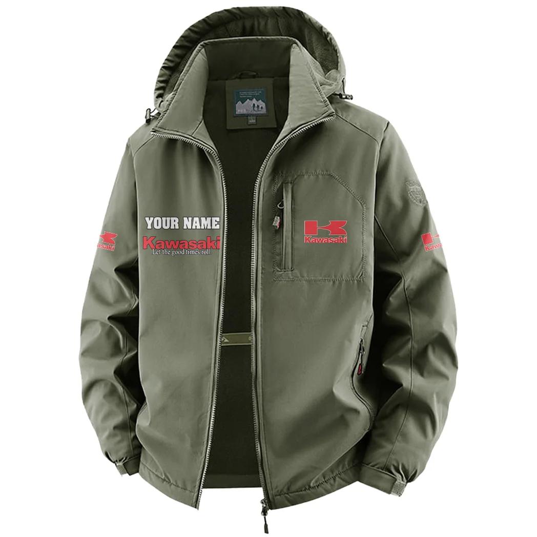 Adventure Motorcycle Fleece Windbreaker Jacket, Storm-Blocker Fleece HVN1451KA - Green - Image 2