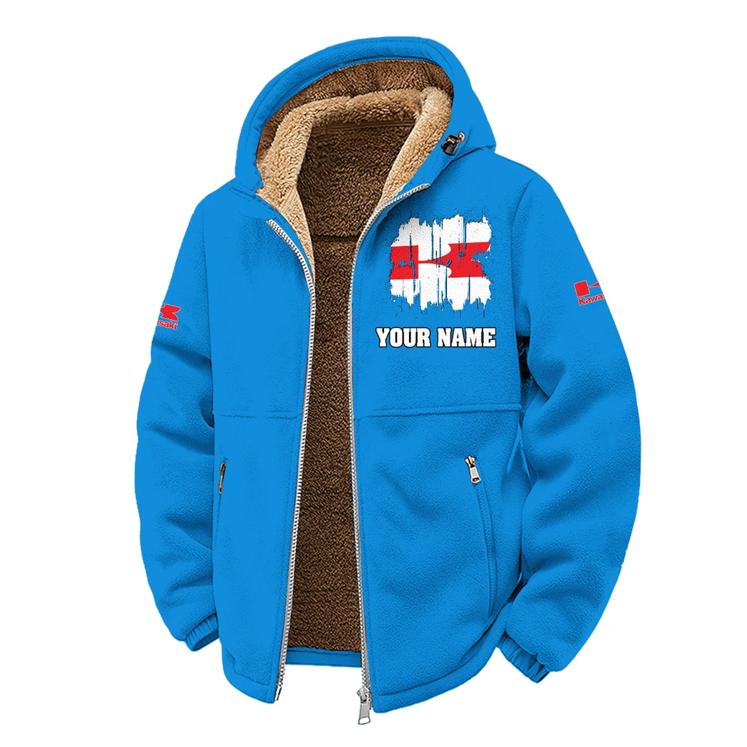 Adventure Motorcycle Winter Fleece Jacket, Essential Winter Warmth HVN1451KA - Cyan - Image 2
