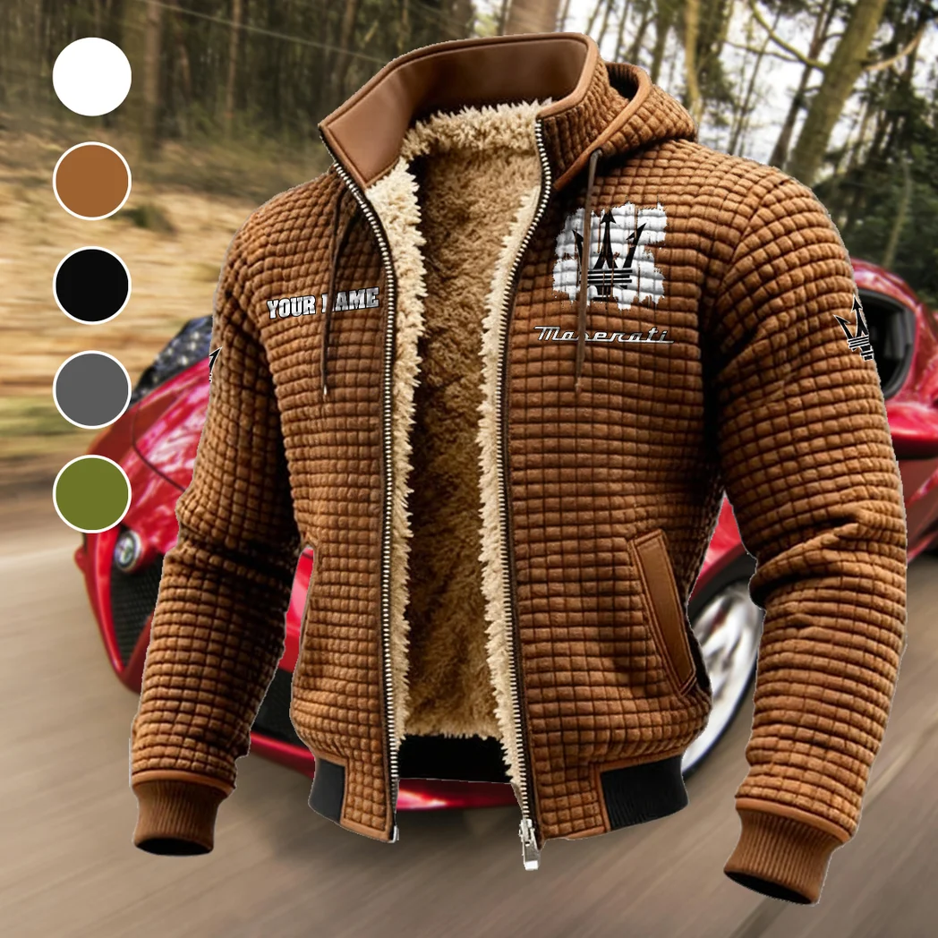 Luxury Car Fleece-Lined Hooded Jacket, Elite Athlete Winter Jacket HVN1451MA - brown