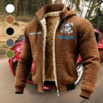 Mid-Size Sedan Fleece-Lined Hooded Jacket, Weather-Shield Fleece Hoody HVN1451MA - brown