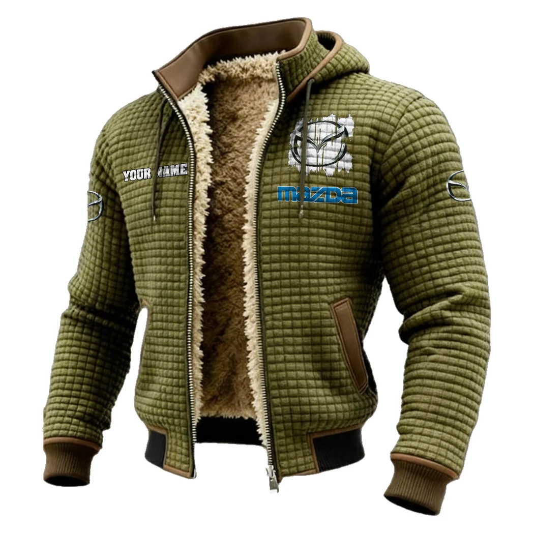 Mid-Size Sedan Fleece-Lined Hooded Jacket, Weather-Shield Fleece Hoody HVN1451MA - Green - Image 2
